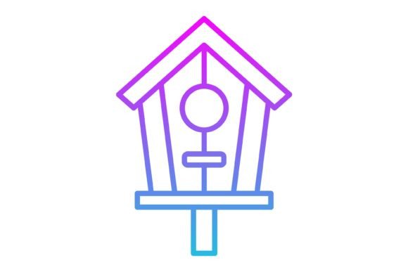 Bird House Line Gradient Icon: A Fresh Design Asset