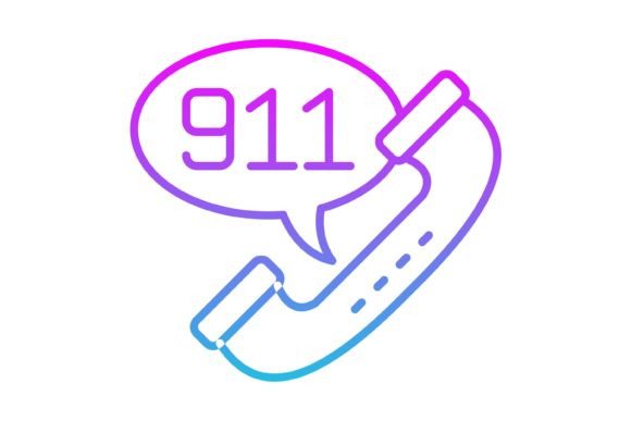 Call 911 Line Gradient Icon: Essential Design Asset