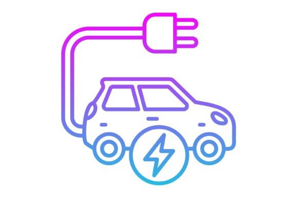 Electric Car Line Gradient Icon: A Modern Design Asset