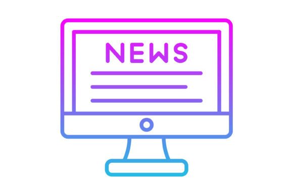 Modern TV Monitor Line Gradient Icon for Digital Projects