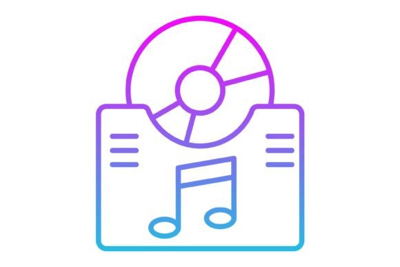 Music Album Line Gradient Icon: A Versatile Design Asset