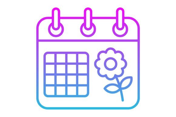 Spring Calendar Line Gradient Icon: Fresh Visuals for Any Project