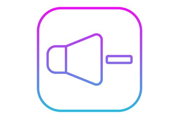 Volume Down Line Gradient Icon: A Modern Design Asset
